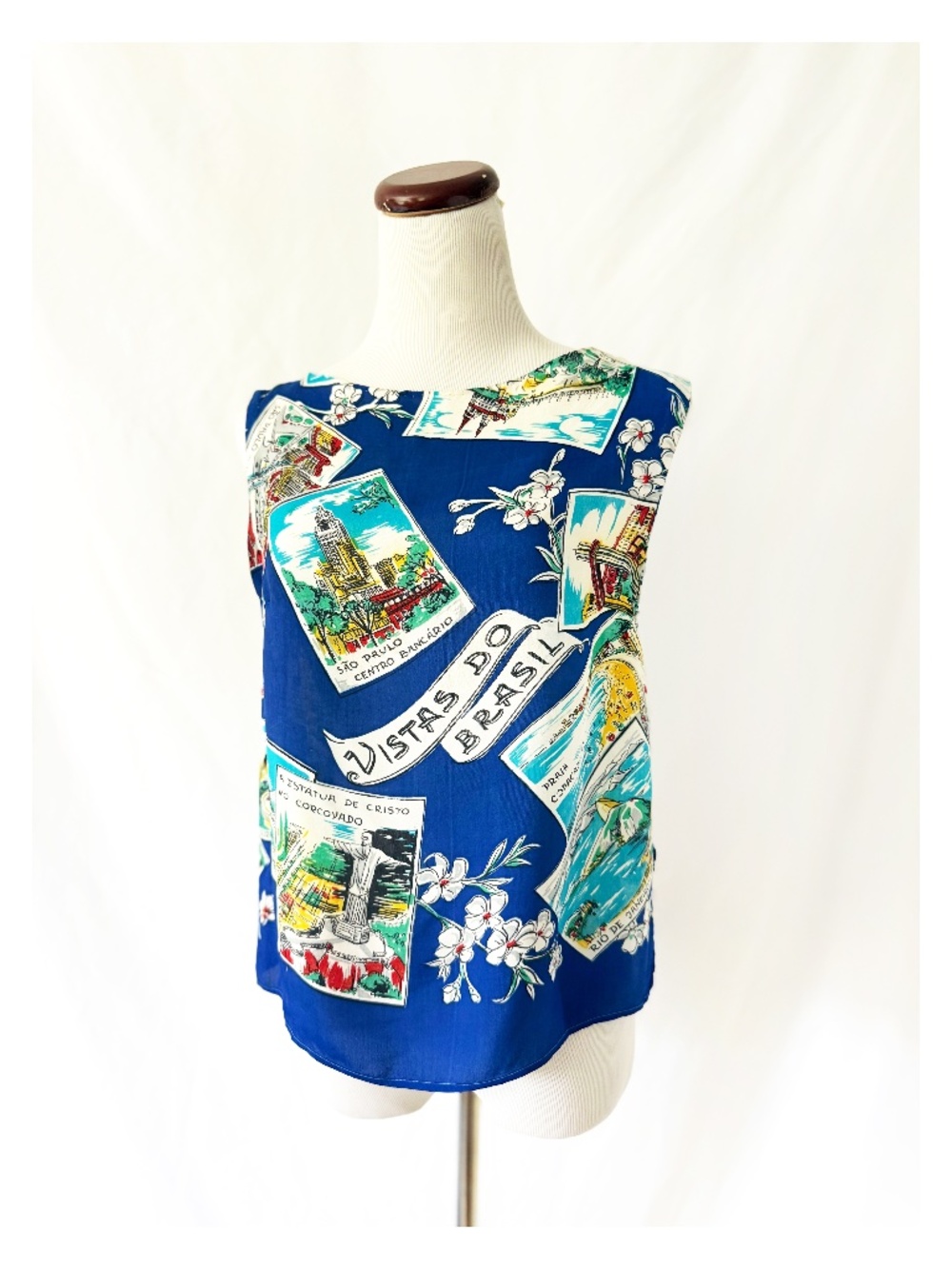 Vintage sleeveless  blouse Vistas do BRAZIL  Small